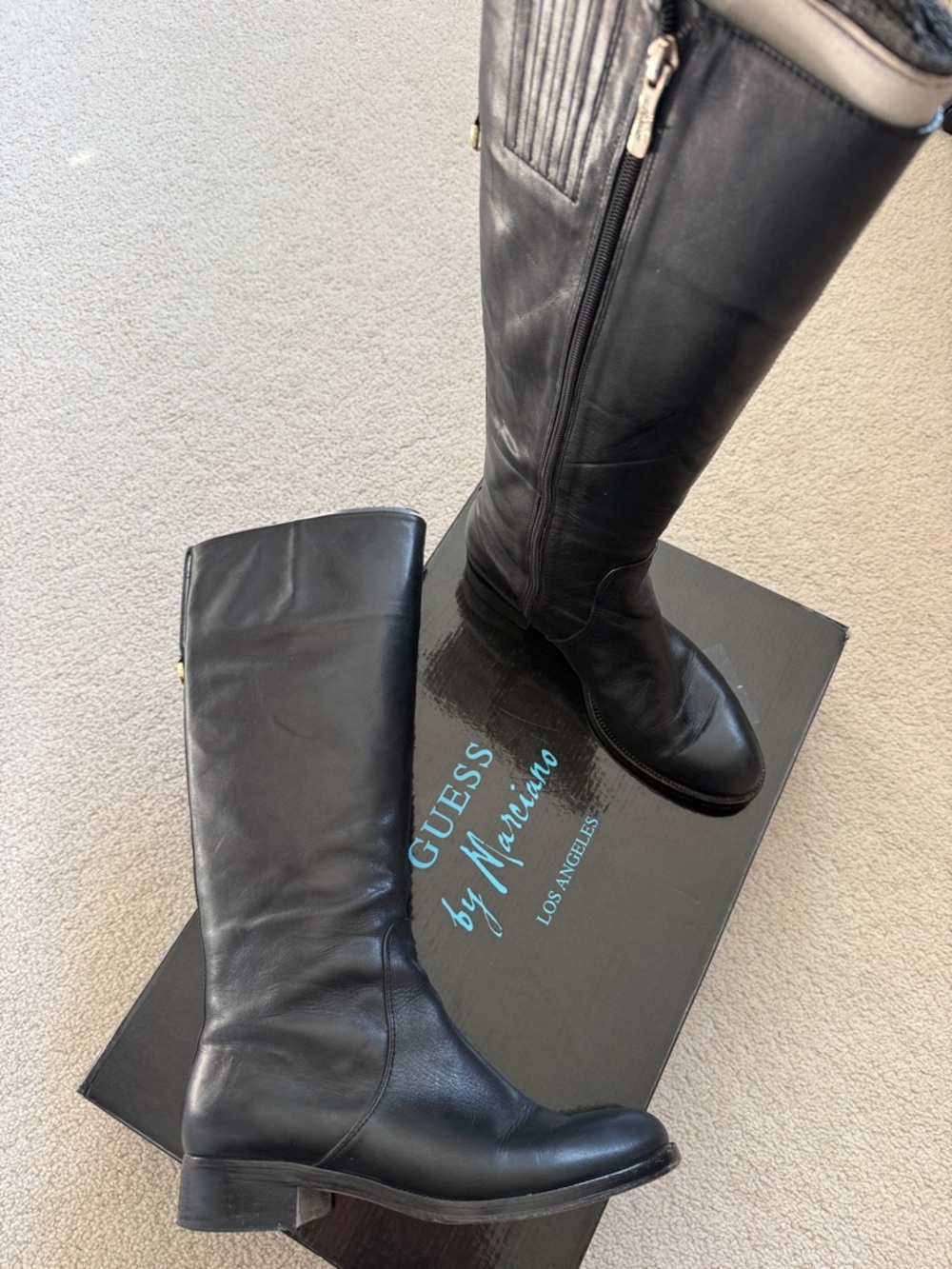 GUESS Black Leather Tall Women's Boot